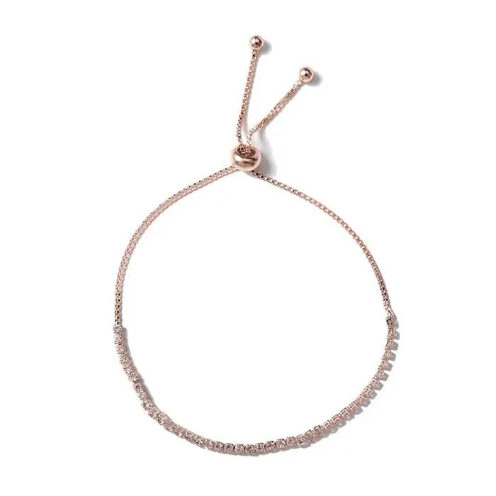 Bracelet classique en cristal pour femmes, Simple, réglable, à une rangée, breloque, couleur argent,