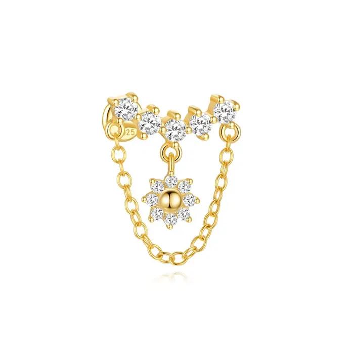 AIDE 925 argent Helix Cartilage Piercing boucle d'oreille pour les femmes exquis empilage brillant Zircon oreille os Stud bijoux accessoires 1 pc
