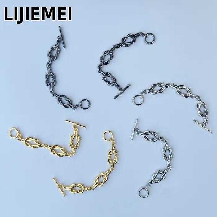 Collier de perles tressées en forme de chaîne avec fermoir OT ; Matériaux et accessoires en gros pour la fabrication de bijoux DIY pour femmes.