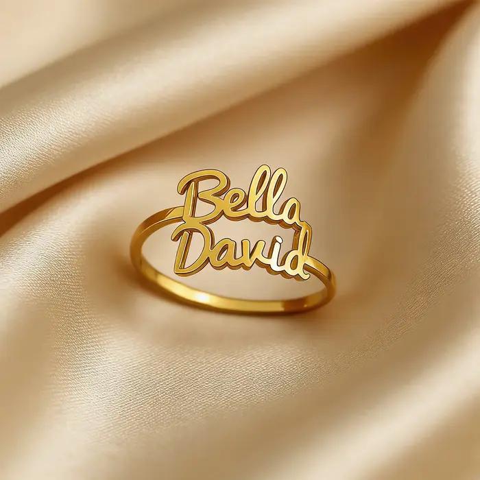 Bagues personnalisées avec deux noms pour femmes