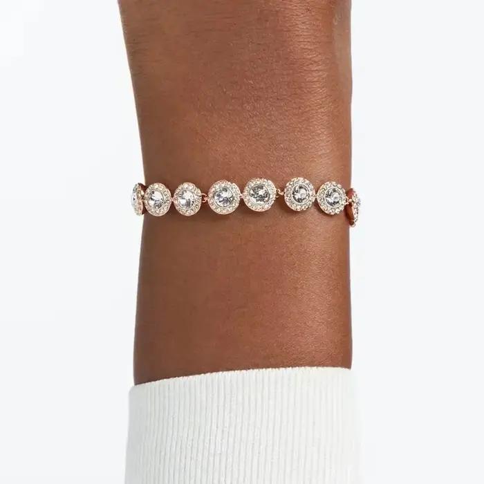Ensemble de bijoux 2025 - Happiness Diamond - Boucles d'oreilles rondes en cristal, bracelet, collier - Ensemble de bijoux pour femmes avec de magnifiques pierres précieuses - Série Una Angelic