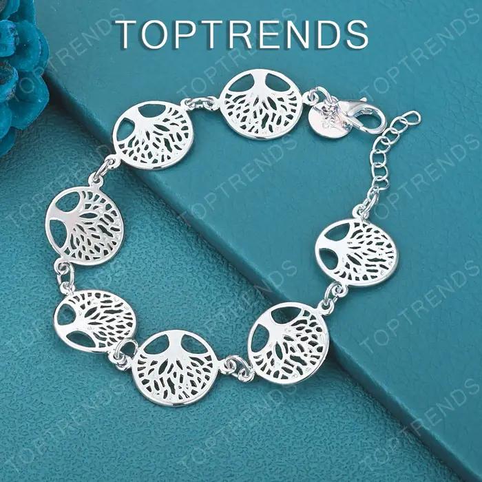 Bracelet arbre de vie en argent Sterling 925 de haute qualité, bijoux à la mode pour hommes et femme