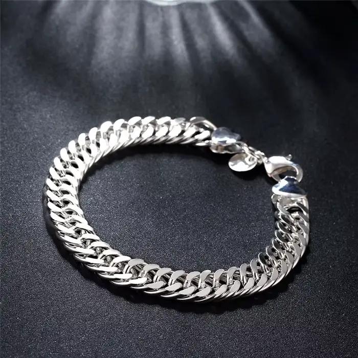 Bracelet Carré en Argent Sterling 925 Noble pour Femmes et Hommes Style Mode Occasion Mariage Bijou Élégant à la Mode pour Célébration