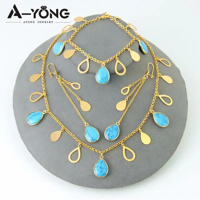 Ensemble de colliers à breloques Turquoise éthiopienne