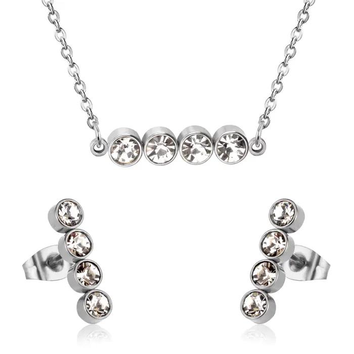 Ensemble de Bijoux en Acier Inoxydable avec Zirconium Blanc, Collier et Pendentif Doré pour Femmes Occasions Formelles Professionnelles