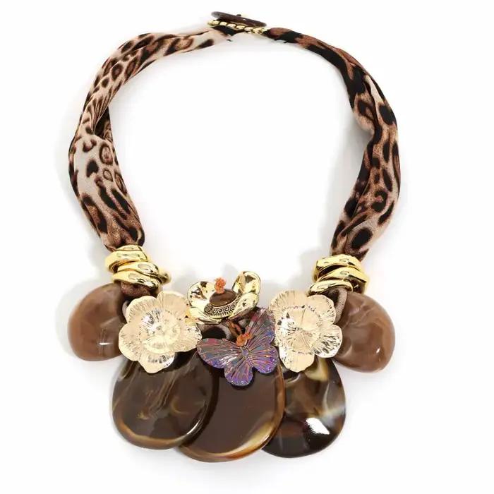 Collier léopard et fleur exagéré pour femmes et filles bijoux de fête mariage occasions spéciales