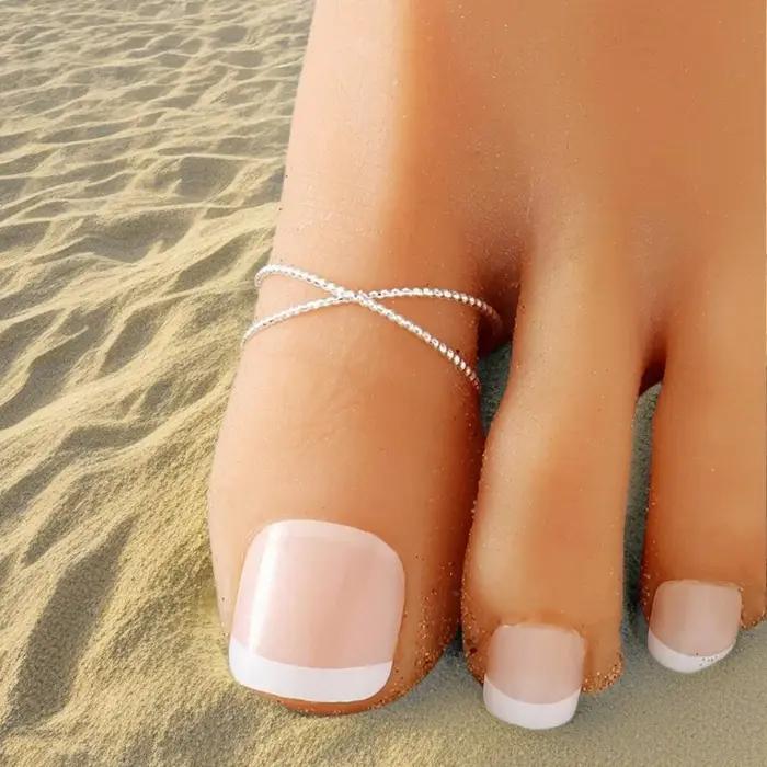 Bague d'orteil réglable couleur or et argent pour femme
