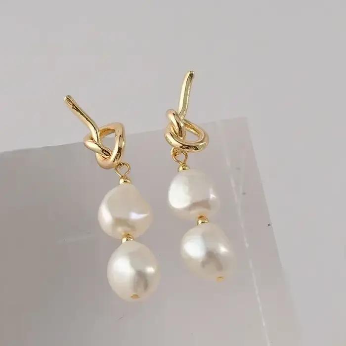 Minar-Boucles d'Oreilles Élégantes en Laiton et Or group 14K