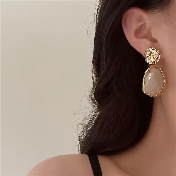 Nouvelles Boucles d'Oreilles en Résine Géométriques Irrégulières Corée 2026 pour Femme, Bijoux de Mode pour Mariage et Fête, Cadeau, Vente en Gros