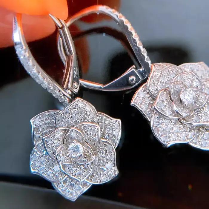 Foyimagination-Boucles d'oreilles en diamant à haute teneur en carbone pour femmes