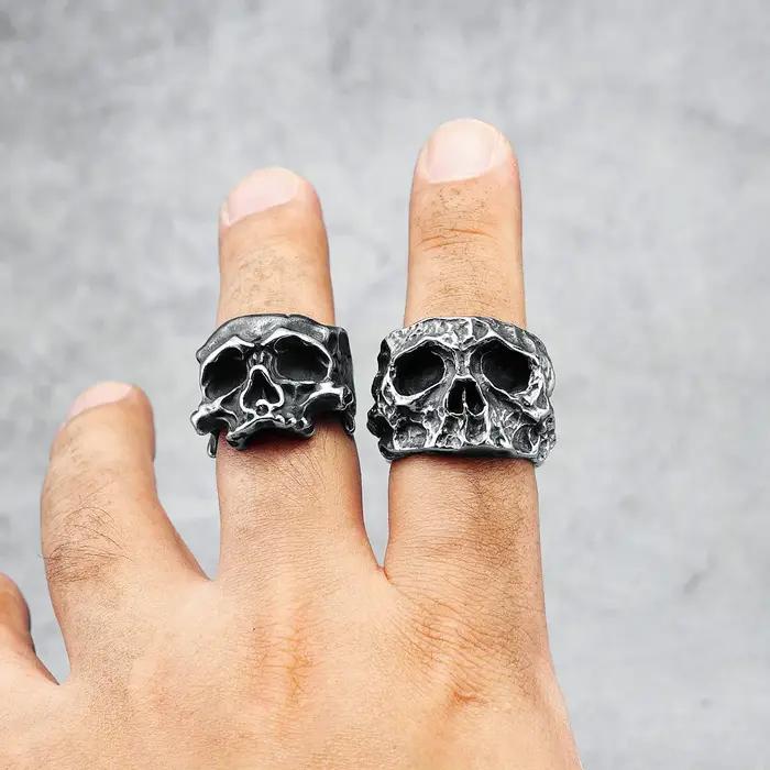 Bague tête de mort cassée en acier inoxydable 316L pour hommes