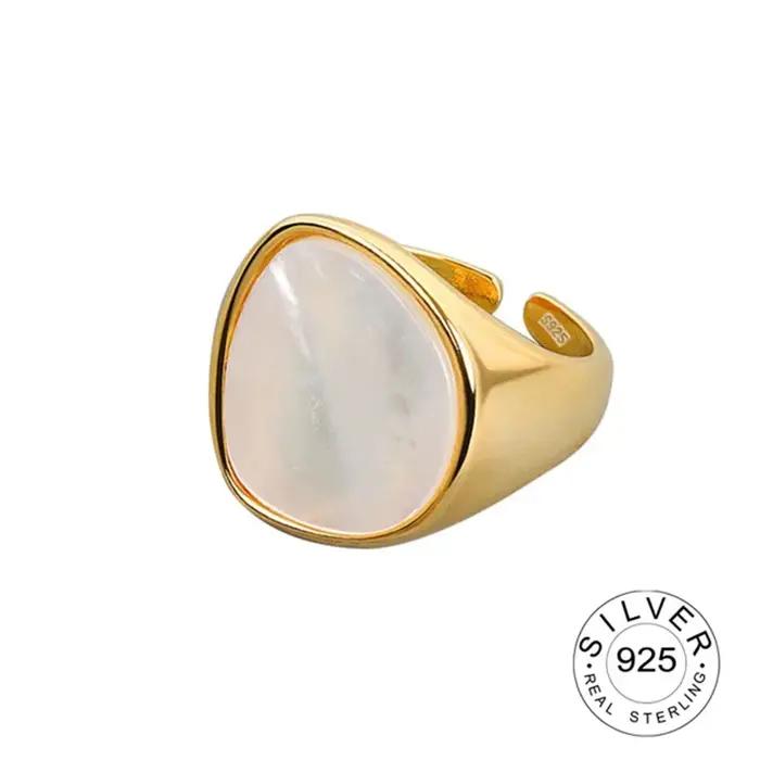 BFCLUB 925 Sivler couleur or carré Sotne Zircon anneaux pour femmes en détresse ouverture à la main anneau mode bijoux fins