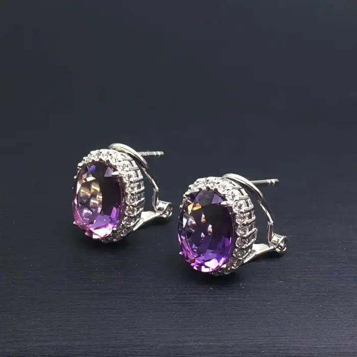 Boucles d'oreilles ovales en argent regardé 925 pour femme
