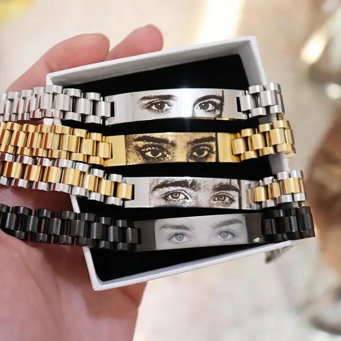 Bracelet de montre personnalisé avec image d'oeil gravée