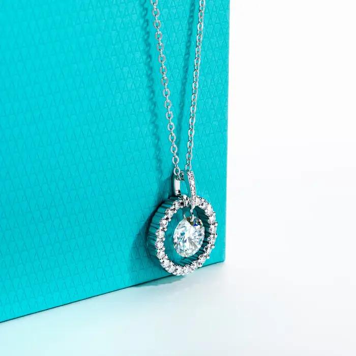 AnuJewel 3ct D couleur Moissanite diamant Halo pendentif collier 925 en argent Sterling cadeaux de saint valentin bijoux en gros