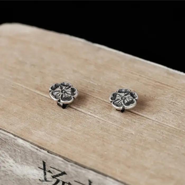 Boucles d'oreilles vintage en forme de fleur de rose en argent sterling 925 pour femmes et hommes occasionnelle punk chic à offrir