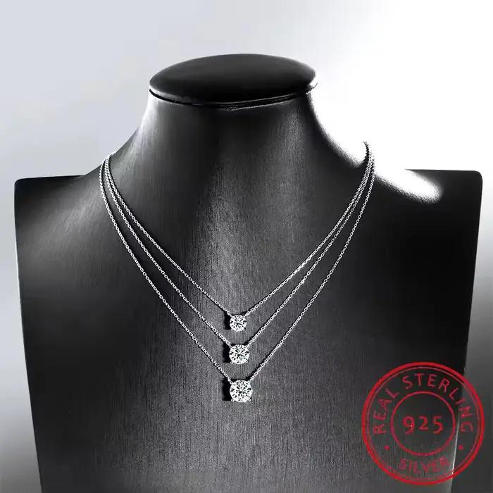 Collier en argent sterling 925 avec pendentif moissanite pour femmes styles modernes et élégants pour occasions spéciales