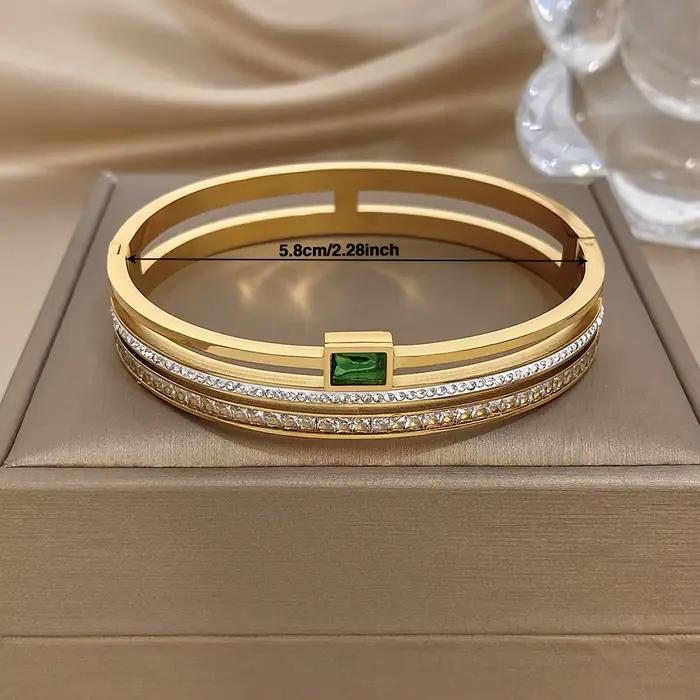 Bracelet manchette de luxe en acier inoxydable ajouré pour femme