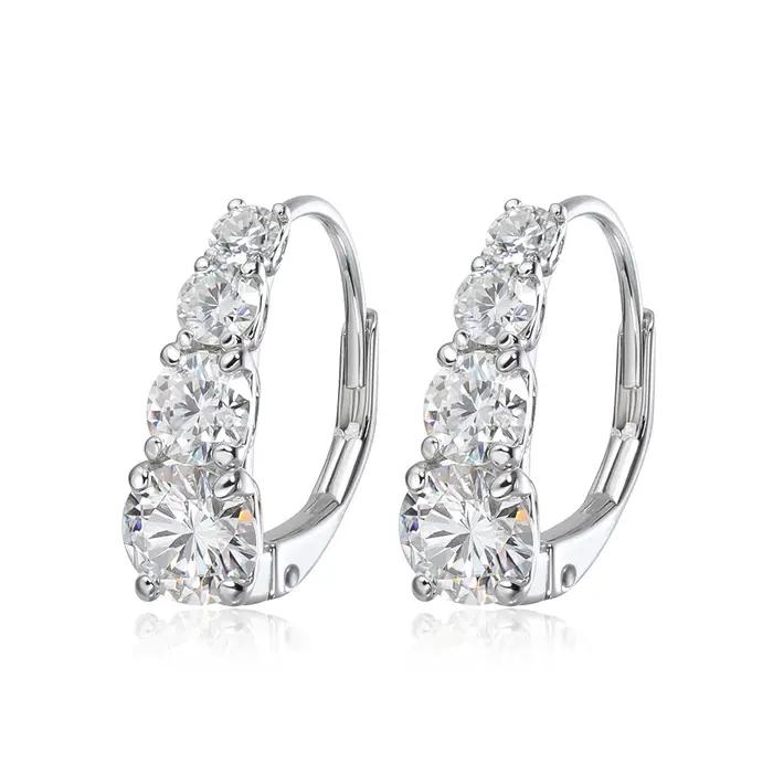 COSYA – boucles d'oreilles en moissanite pour femmes, 1,92 ct, couleur D, en argent S925, scintillan