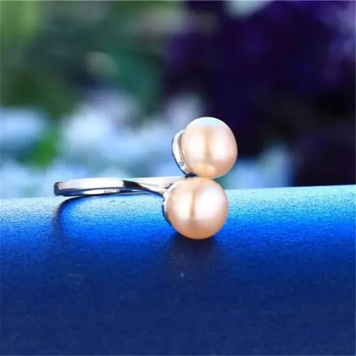 Bague en argent regardé 925 avec perle naturelle véritable pour femme