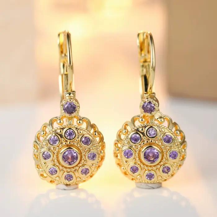 Boucles d'oreilles pendantes vintage élégantes incrustées de perles d'imitation dorées pour femme, a