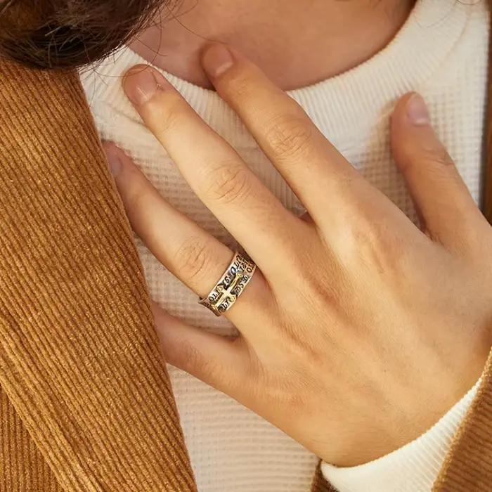 Bague rétro graffiti croisé punk gothique ajustable fait main rock hip hop unisexe bijou occasion spéciale homme femme