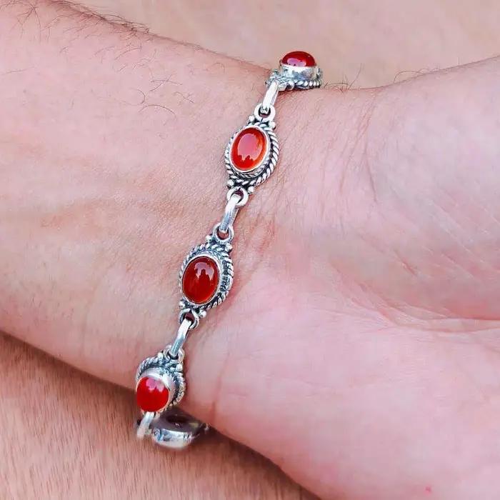 Bracelets en argent avec onyx noir au charme rétro pour femmes et hommes, style bohème western, brac
