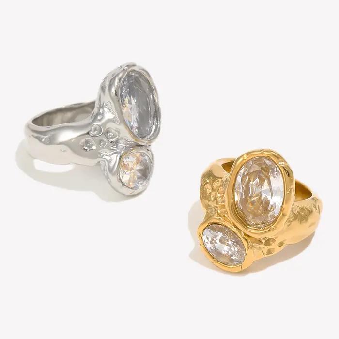 E.B.belle – bague à double tête en Zircon pour femmes