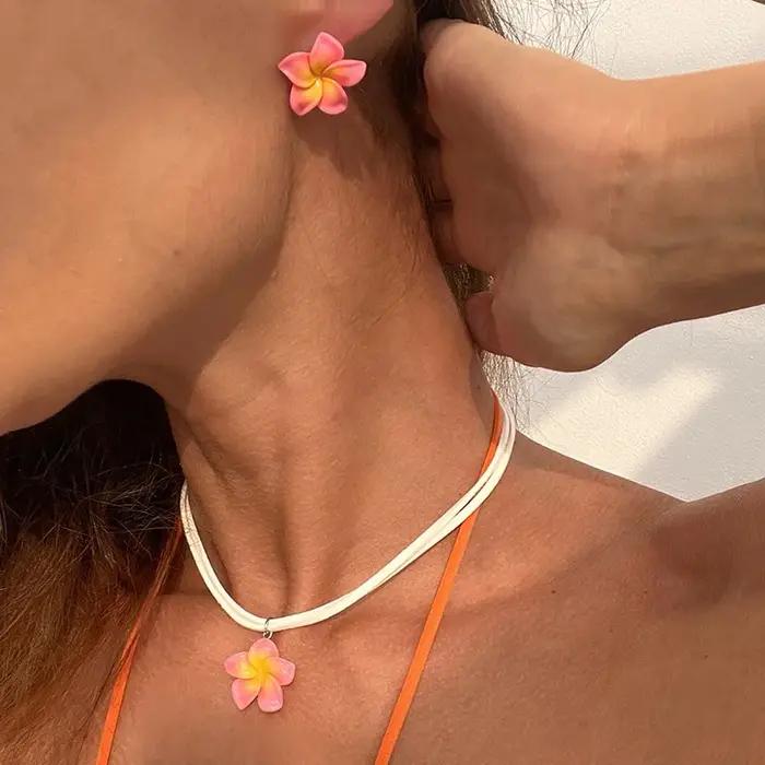 Boucles d'oreilles tressées à fleurs de Style bohémien