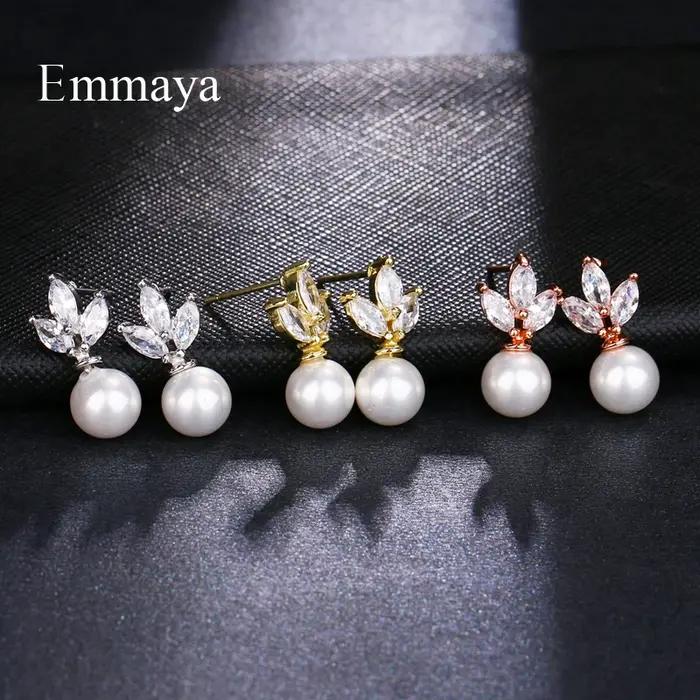 Emmaya luxe autrichien clair cubique zircone boucles d'oreilles pour femmes Imitation