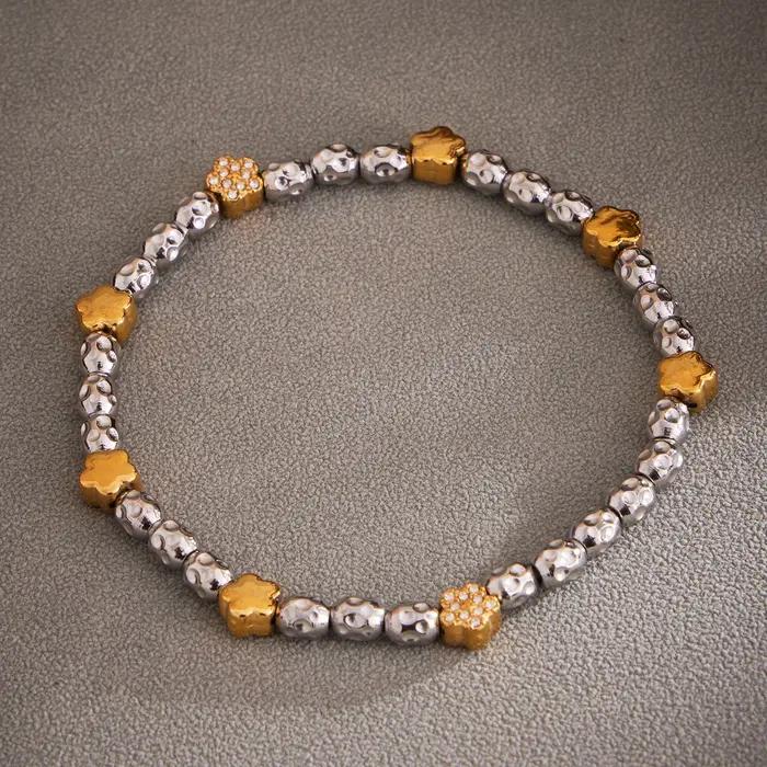 Bracelet chaîne de perles étoile en argent doré pour femmes