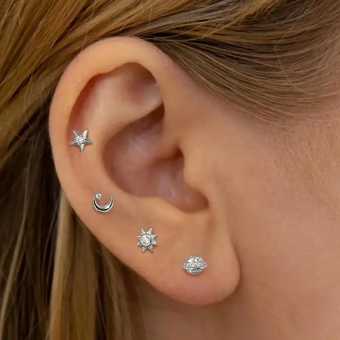 Aide-Ensemble de boucles d'oreilles en argent regardé 925 pour femme