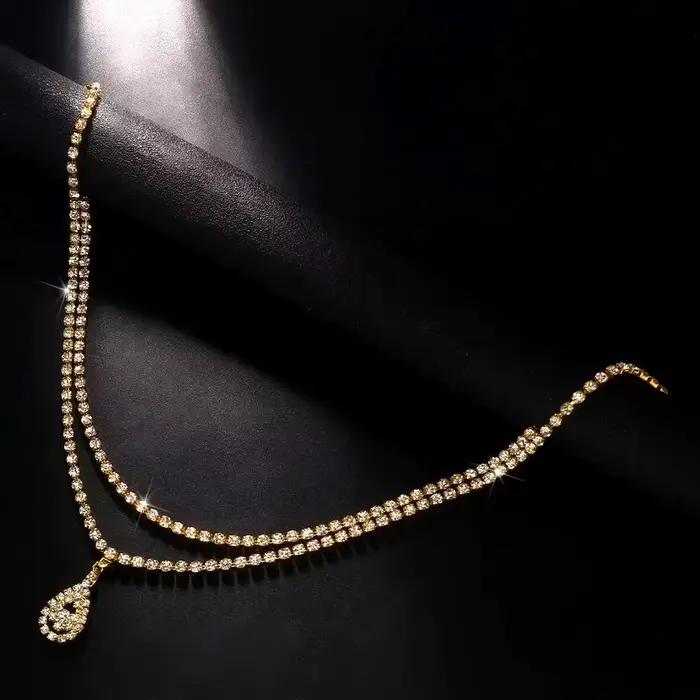 Double Chaîne en Strass de Luxe goutte d'eau pour femmes chaîne de corps bijoux élégants pour occasions spéciales