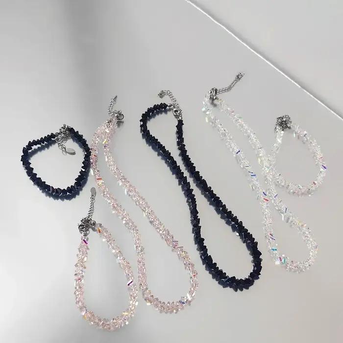 Bracelet de perles irrégulières en cristal Transparent pour femmes