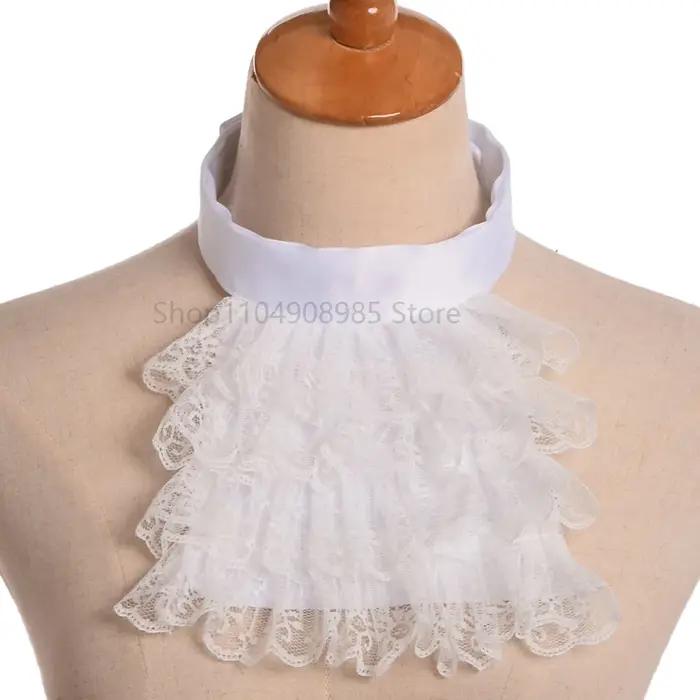 Jabot – faux col victorien Vintage en dentelle à volants, détachable, Cosplay exotique, faux cou ras