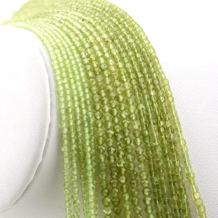 Perles rondes à facettes en péridot naturel 2mm 3mm pour bracelet et collier artisanal femme occassions spéciales
