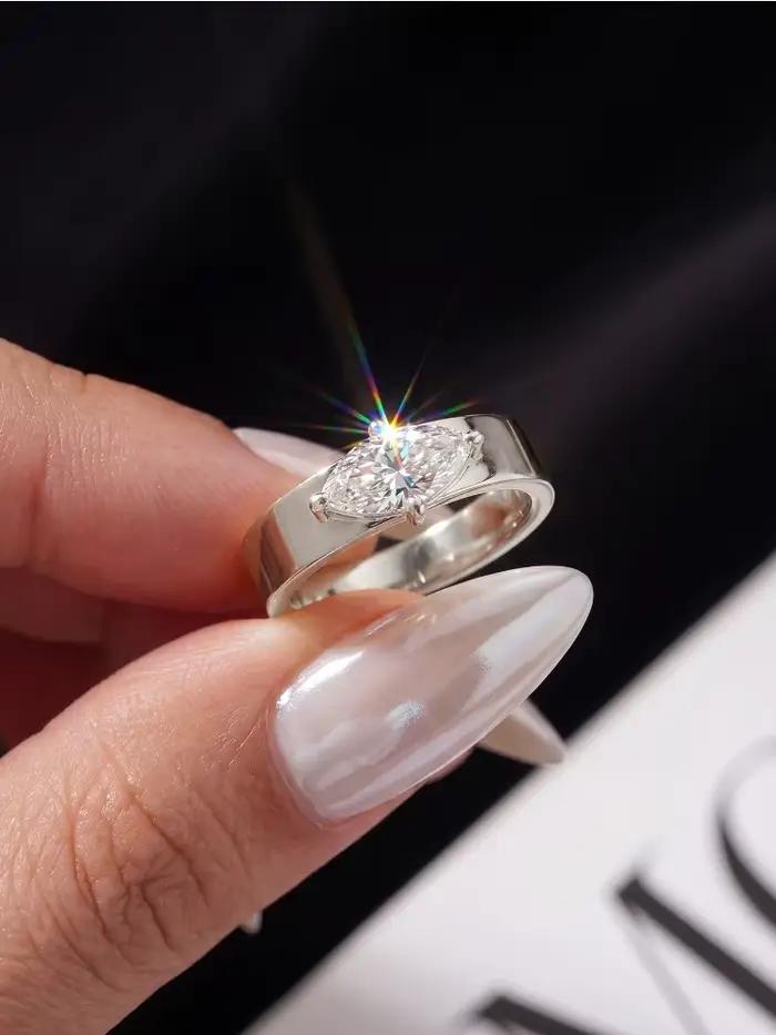 Bague Vintage élégante en diamant Moissanite 1CT pour femmes