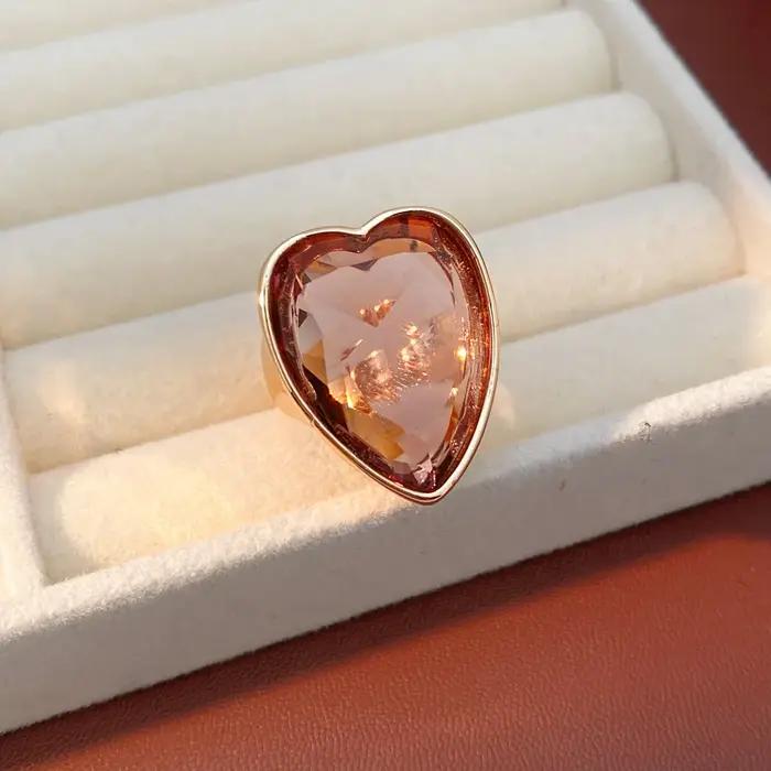 Bague ouverte en forme de cœur, bague haut de gamme