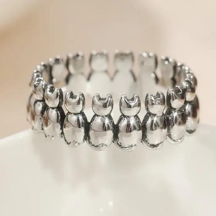 Anneau de chat oscillant sculpté artisanal en cuivre vintage anneau d'animal anneau passionné de chat pour occasions spéciales femmes hommes festival Saint Valentin
