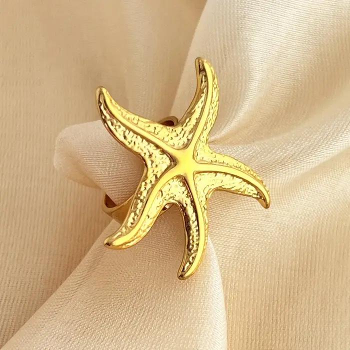 LATS Vintage étoile de mer bague pour femmes hommes nouvelle mode grande