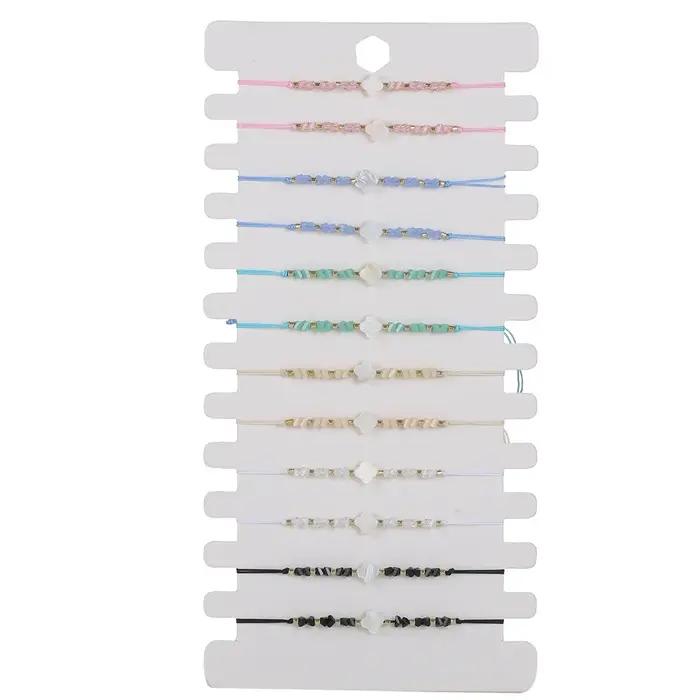 Ensemble de bracelets en corde tressée perlée pour femmes