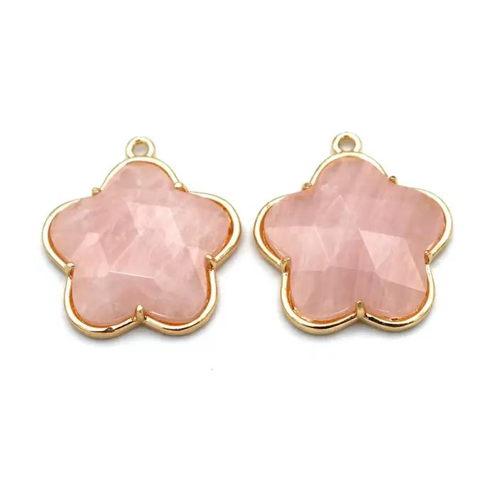 10 pièces bricolage boucles d'oreilles bijoux accessoires facettes pierre naturelle pendentif étoile breloques Quartz Rose Lapis Labradorite pierre pendentif