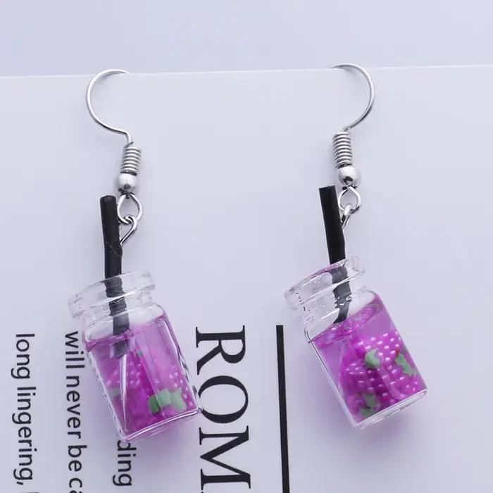 Couleur pourpre femmes boucles d'oreilles pendantes petites