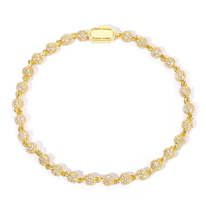 Bracelet en diamant et perles rondes personnalisable pour femmes, plaqué or, certifié GDTC, pour soirées et occasions spéciales