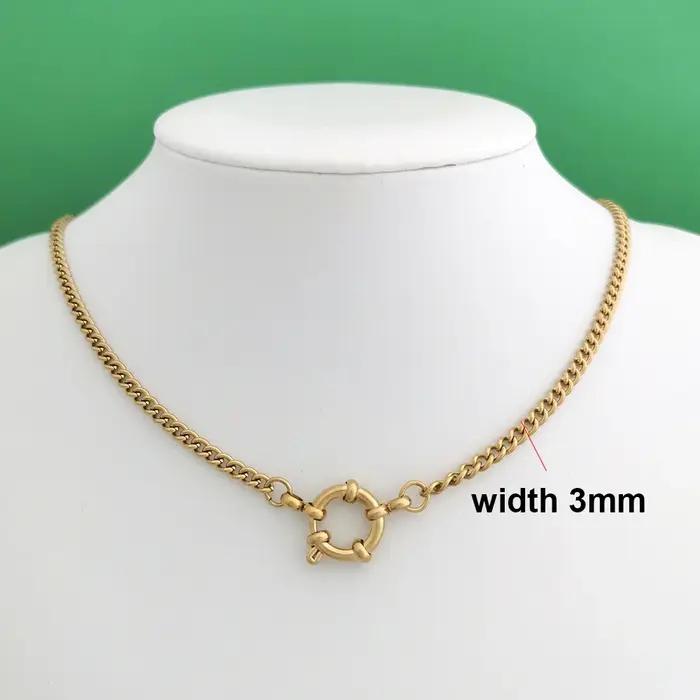 Collier ras du cou unisexe en acier inoxydable avec fermoir marin, chaîne à maillons trombone géomét