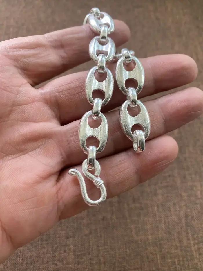 Bracelet à maillons marinés en cuivre blanc