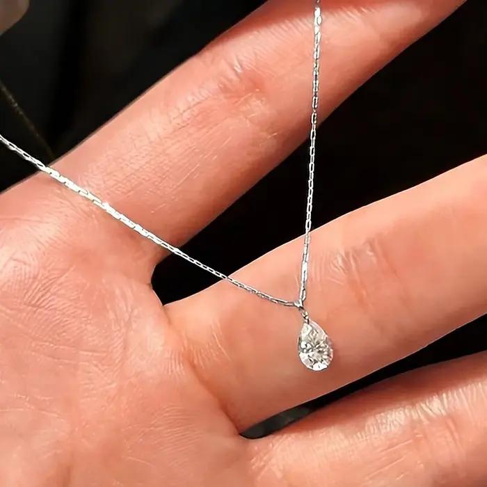 Collier pendentif goutte d'eau en zircon ANENJERY pour femme