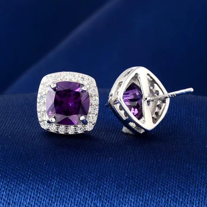Boucles d'oreilles en améthyste naturelle pour femmes