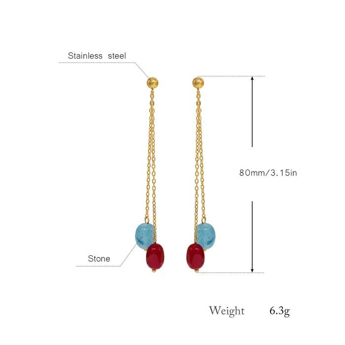 Boucles d'oreilles longues élégantes avec pendentif en pierre colorée