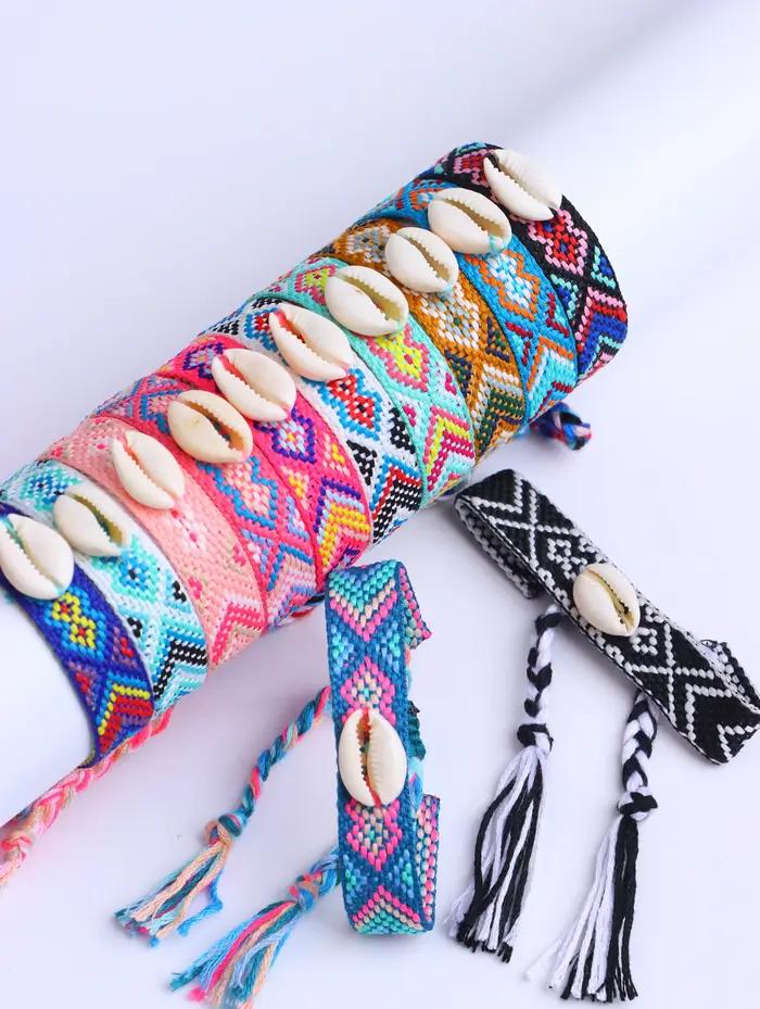 Bracelet Tressé Bohème Réglable en Plastique Multicolore Pour Hommes et Femmes Occasions Spéciales Mode Voyage